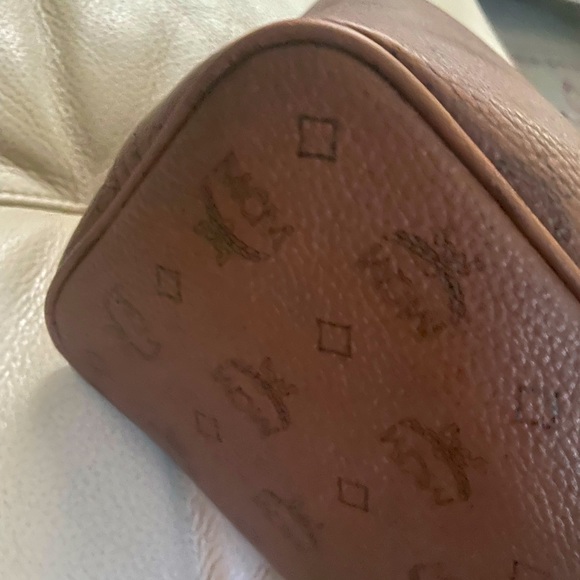 MCM brown stripe visetos top zipper tote bag - Picture 6 of 17